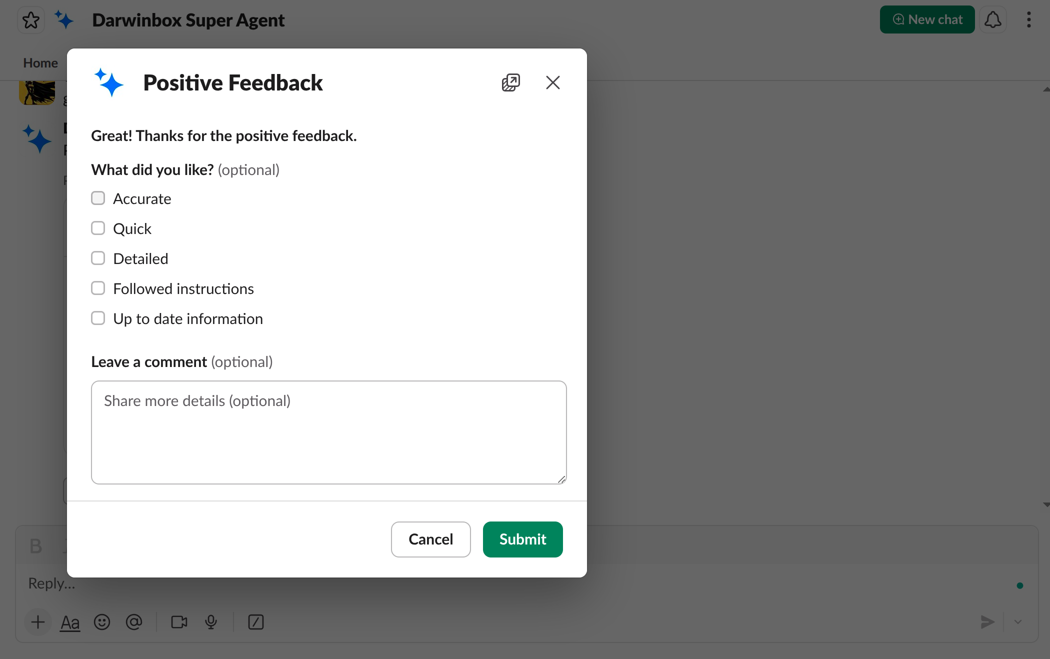 Providing feedback to Darwinbox Agent